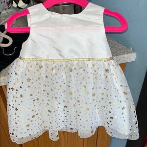 White/cream and Gold Star Dress